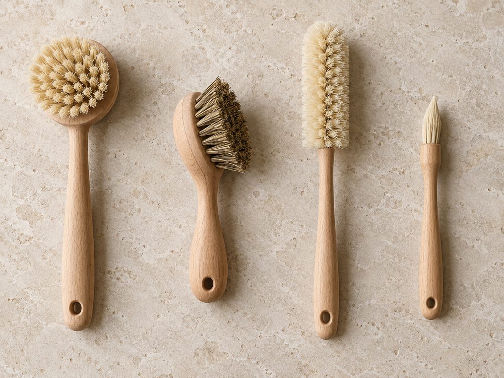 The four brushes: Everyday, Pots and Pans, Bottle and Detail